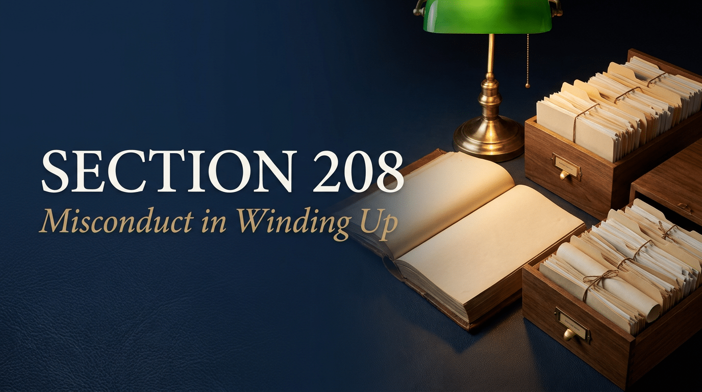 Section 208, misconduct in the course of winding up