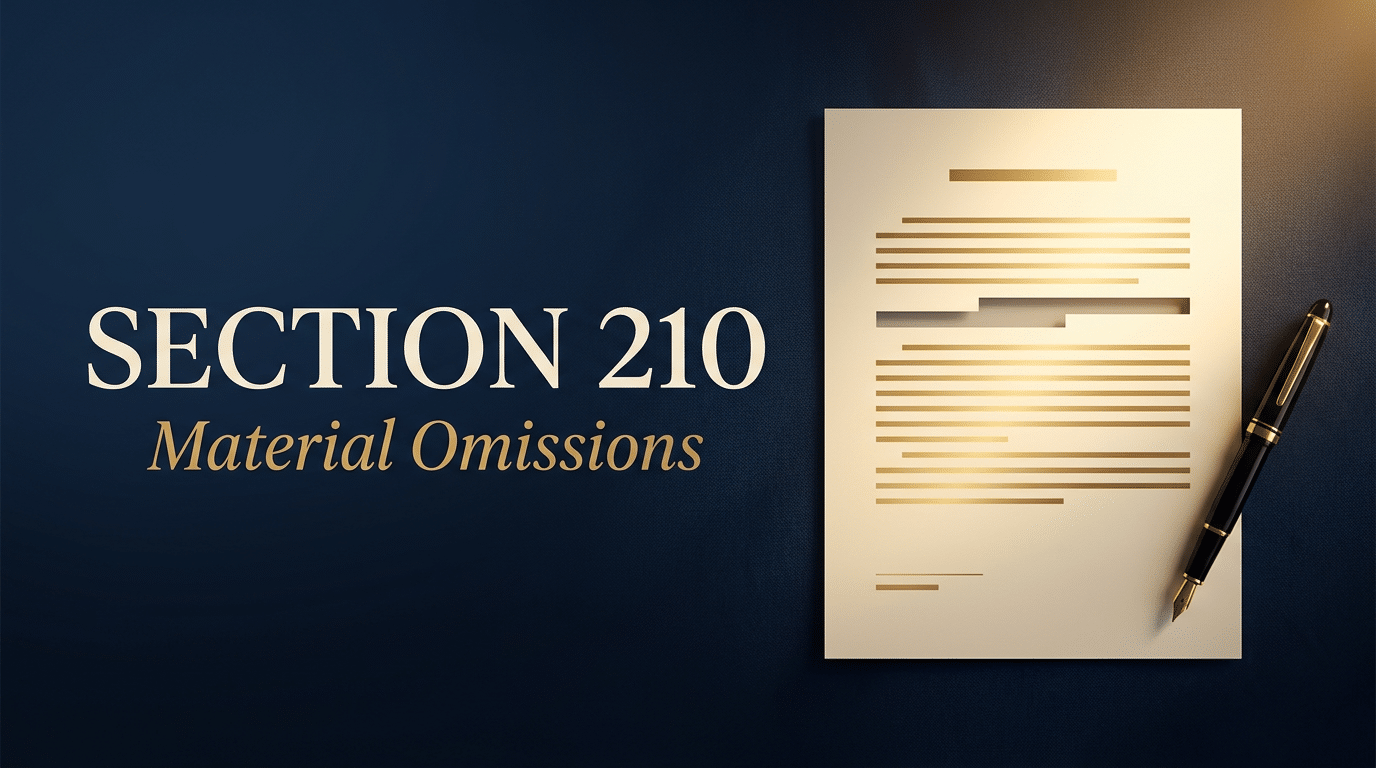 Section 210, material omissions from the statement of affairs