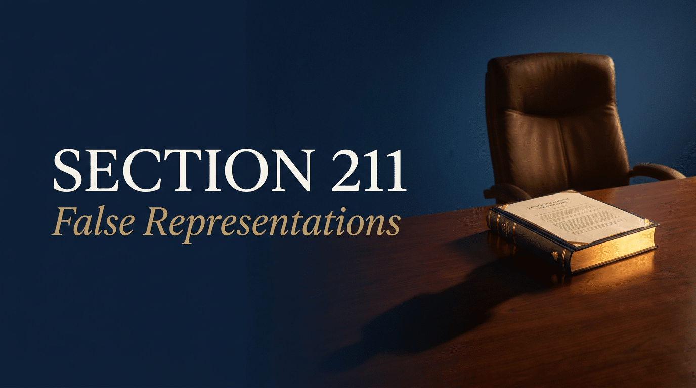 Section 211, false representations to creditors